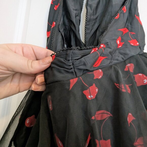 Emily The Strange x Unique Vintage Cherry Cats Skirted Wendy Swimsuit - Picture 7 of 10